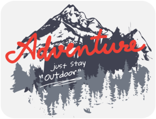Adventure Slogan On Mountain And Pin Forest Background Illustration