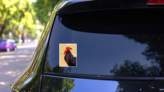 Aesthetic Rooster Line Art Sticker on a Rear Car Window (New) example