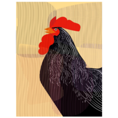 Aesthetic Rooster Line Art Sticker