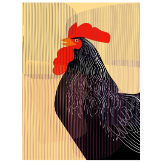 Aesthetic Rooster Line Art Sticker