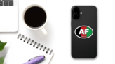 Afghanistan AF Flag Oval Sticker on a Phone (New) example
