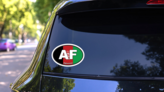 Afghanistan AF Flag Oval Sticker on a Rear Car Window (New) example
