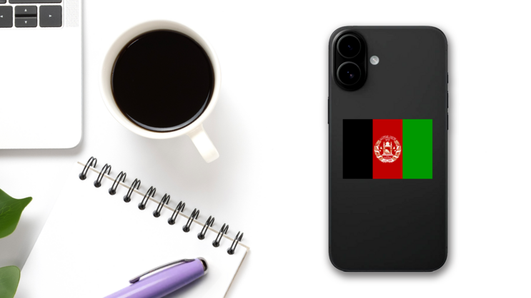 Afghanistan Flag Sticker on a Phone (New) example