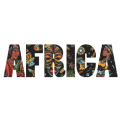 Africa Traditional Art Lettering Illustration Sticker