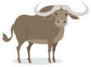 African Buffalo Cartoon with Long Horns Sticker