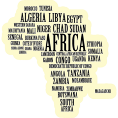 African Countries In Word Collage Map Sticker