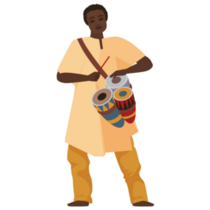 African Man With Drums Sticker