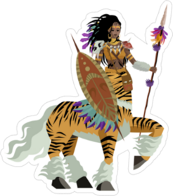 African Tiger Female Centaur Huntress Sticker