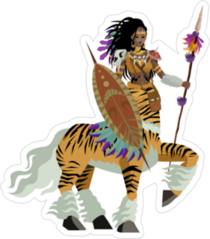 African Tiger Female Centaur Huntress Sticker