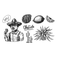 Agave Fruits, Lemon And Cactus Tequila Farmer Mexico Sticker