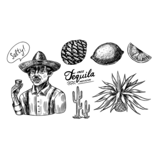 Agave Fruits, Lemon And Cactus Tequila Farmer Mexico Sticker