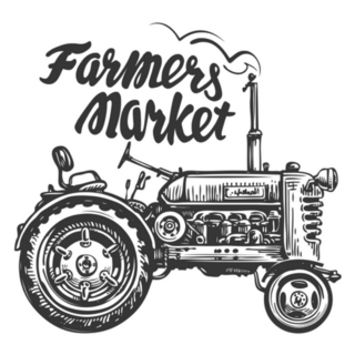 Agricultural Tractor Sketch Farmers Market Sticker