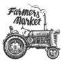 Agricultural Tractor Sketch Farmers Market Sticker