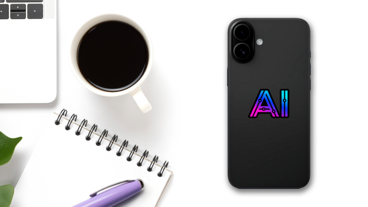 Ai Gradient Font Sticker on a Phone (New) example