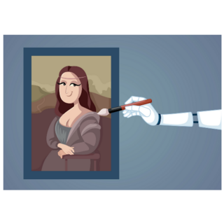 AI Robot And Hand Sticker