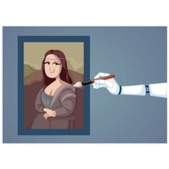 AI Robot And Hand Sticker