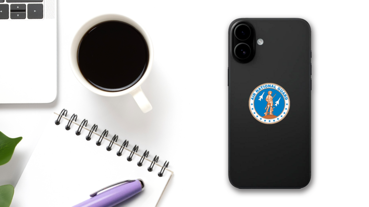 Air Force Air National Guard Circle Sticker on a Phone (New) example