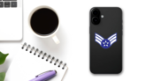 Air Force Rank E-4 Senior Airman  Sticker on a Phone (New) example