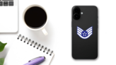 Air Force Rank E-5 Staff Sergeant Sticker on a Phone (New) example