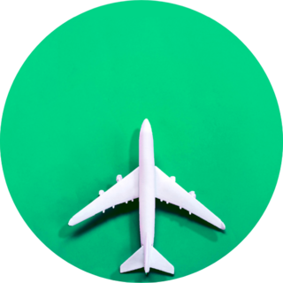 Airplane Aerial Top View On Green Sticker