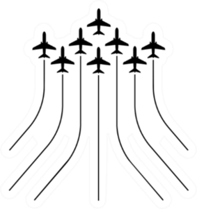 Airplane Flying Formation Illustration Sticker