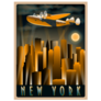 Airplane In The Sky Over New York At Night Sticker