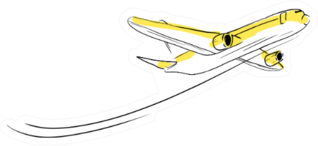 Airplane Sketch Skyward In Yellow Sticker