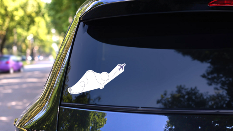 Airplane Sky Route Sticker on a Rear Car Window (New) example