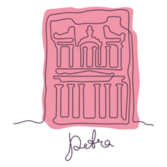 Al-khazneh, Petra, Jordan Pink Illustration Sticker