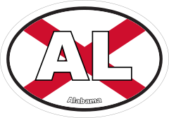 Alabama Al State Flag Oval Sticker