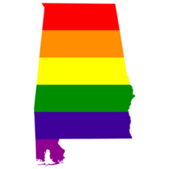 Alabama Map With Pride Flag Sticker