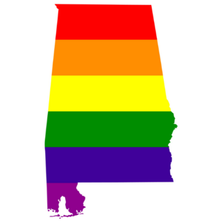 Alabama Map With Pride Flag Sticker