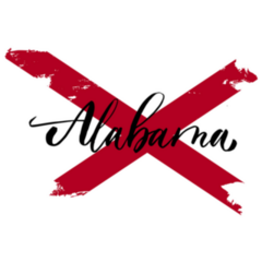 Alabama State Flag Sticker with Hand Lettering