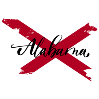Alabama State Flag Sticker with Hand Lettering