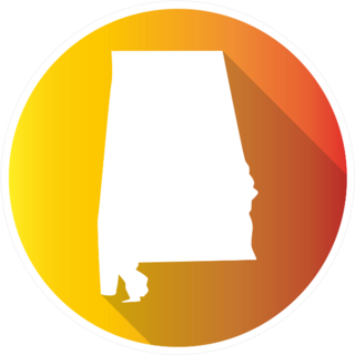 Alabama, Usa Symbol Map Icon Round Sticker