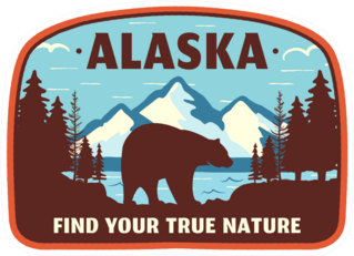 Alaska Bear Badge Sticker
