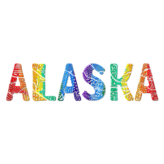 Alaska Lettering In Rainbow Colors Sticker
