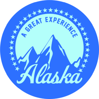 Alaska Mountains, Slogan Print Sticker