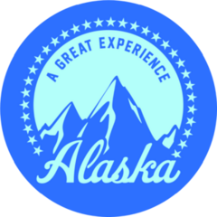 Alaska Mountains, Slogan Print Sticker