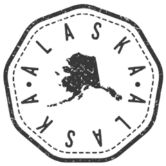 Alaska, Usa Stamp Skyline Postmark Sticker