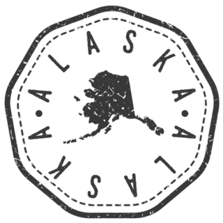 Alaska, Usa Stamp Skyline Postmark Sticker
