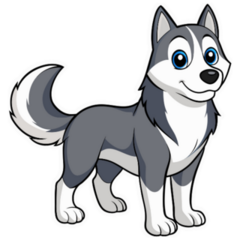 Alaskan Husky Cartoon Sticker