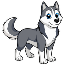 Alaskan Husky Cartoon Sticker