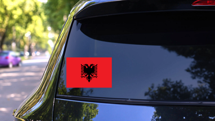 Albania Flag Sticker on a Rear Car Window (New) example