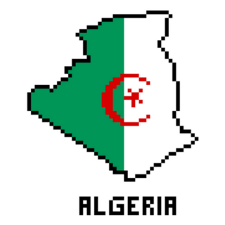 Algeria 8 Bit Pixel Art Country Map Sticker