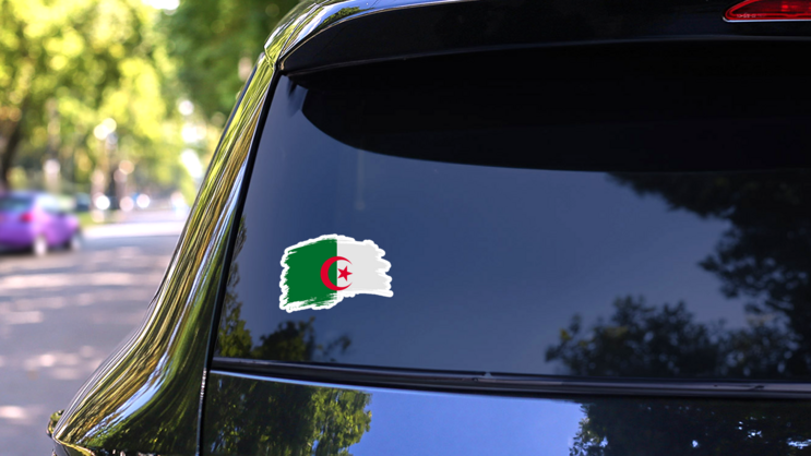 Algeria Brush Stroke Flag Sticker on a Rear Car Window (New) example