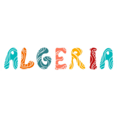  Algeria Cartoon Brush Lettering Sticker