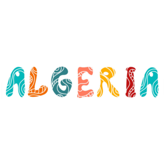  Algeria Cartoon Brush Lettering Sticker