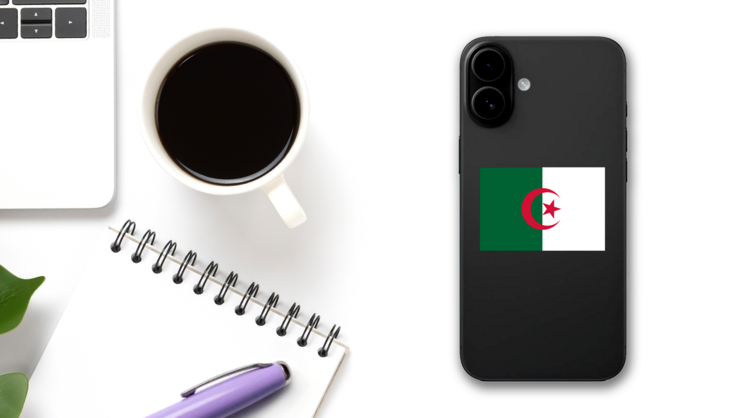 Algeria Country Flag Sticker on a Phone (New) example
