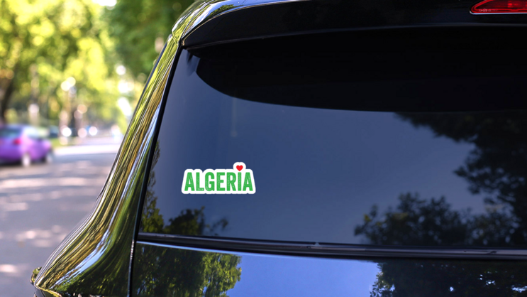 Algeria Country, I Love Algeria Lettering Sticker on a Rear Car Window (New) example